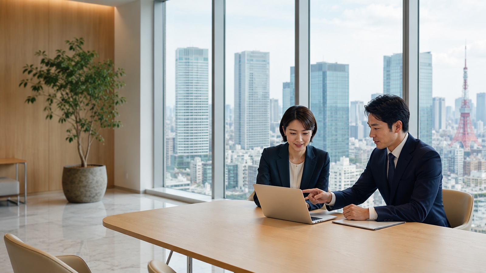 ABMで狙った大企業の決裁者と商談を進めるシーン